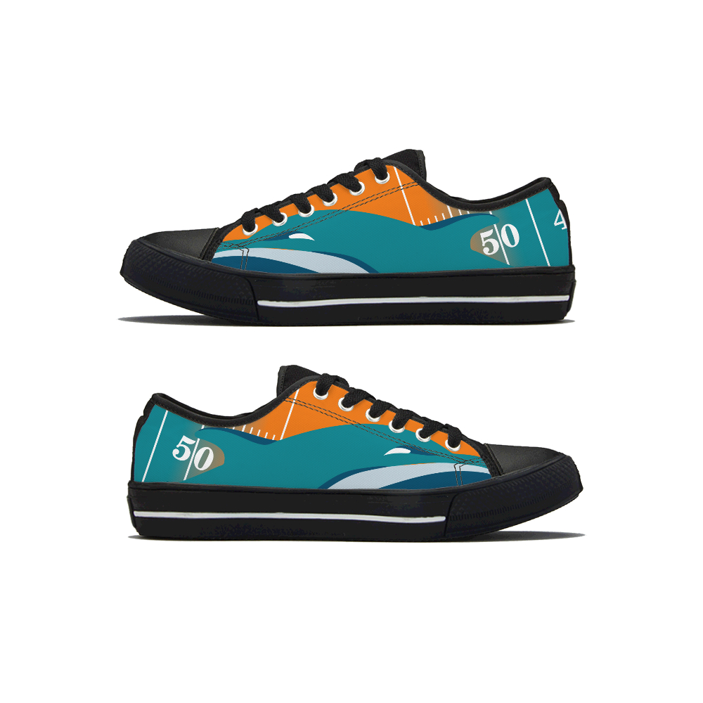 Men's Miami Dolphins Low Top Canvas Sneakers 002